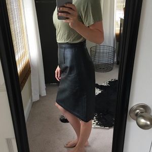 Genuine leather pencil skirt
